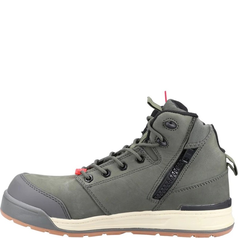Hard Yakka 3056 PR 130MM Side Zip Olive Safety Boots Metal Free