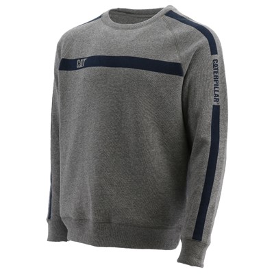 CAT Icon Stripe Crew Neck Sweatshirt Grey