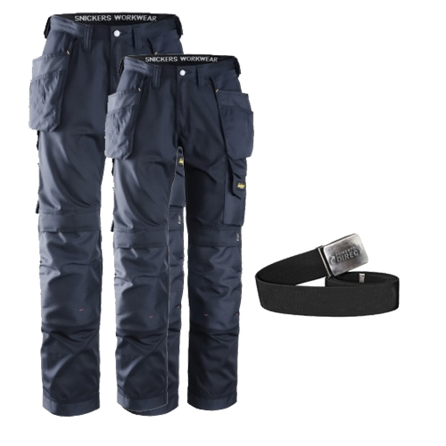 Snickers 2 x CoolTwill Holster Trousers 3211 Kit Including PTD Belt