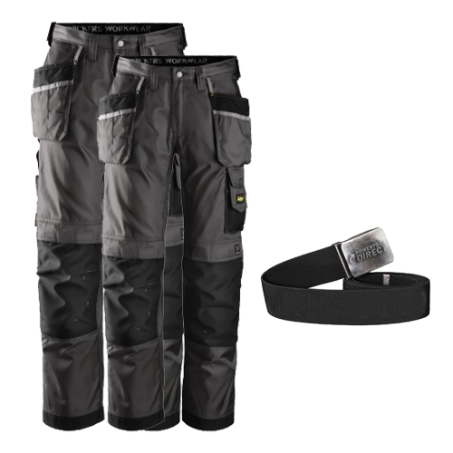 2 x Snickers 3212 3-Series Trousers, 3212 x 2 Plus A Belt