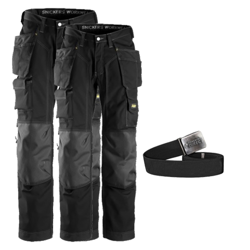 Snickers 2 x 3223 New Floor Layers Inc A PTD Belt Trousers