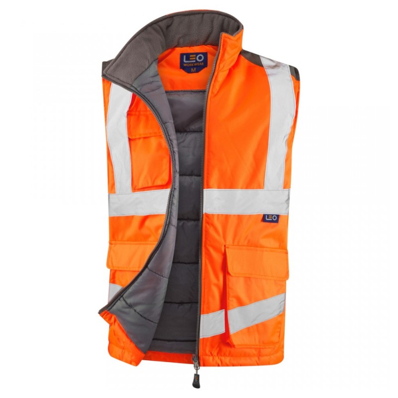 Leo Workwear Clovelly With Torrington Class 3 Hi-Vis Orange Anorak Bodywarmer
