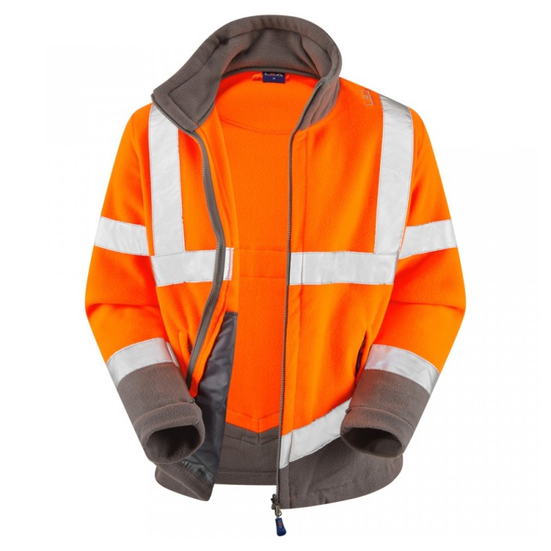 Leo Workwear Clovelly With Hartland Class 3 Hi-Vis Orange Anorak Fleece