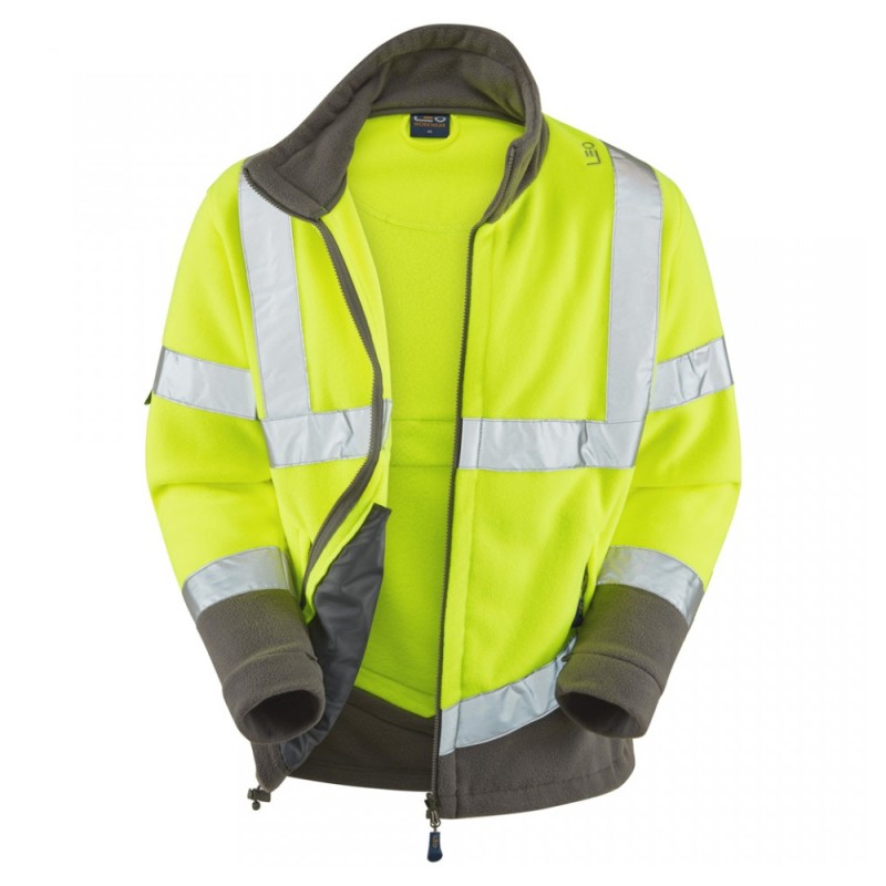 Leo Workwear Clovelly With Hartland Class 3 Hi-Vis Yellow Anorak Fleece