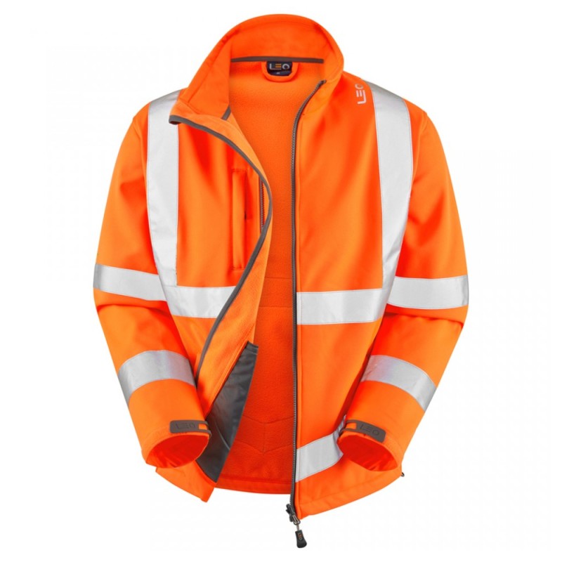 Leo Workwear Clovelly With Buckland Class 3 Hi-Vis Orange Anorak Softshell Jacket