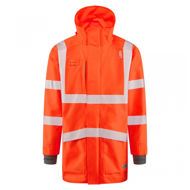 Leo Workwear Clovelly With Buckland Class 3 Hi-Vis Orange Anorak Softshell Jacket