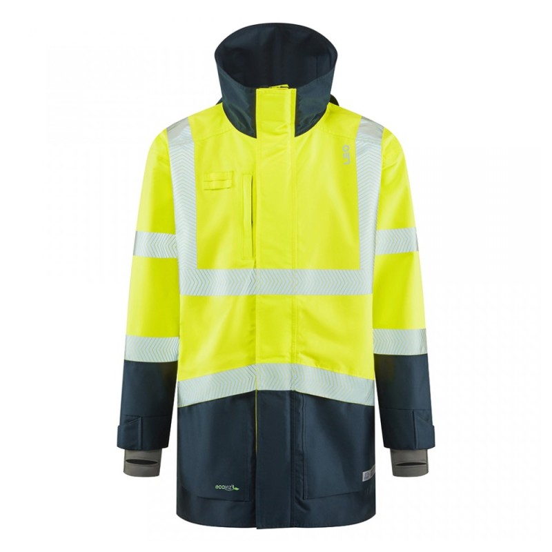 Leo Workwear Clovelly With Buckland Class 3 Hi-Vis Yellow / Navy Anorak Softshell Jacket