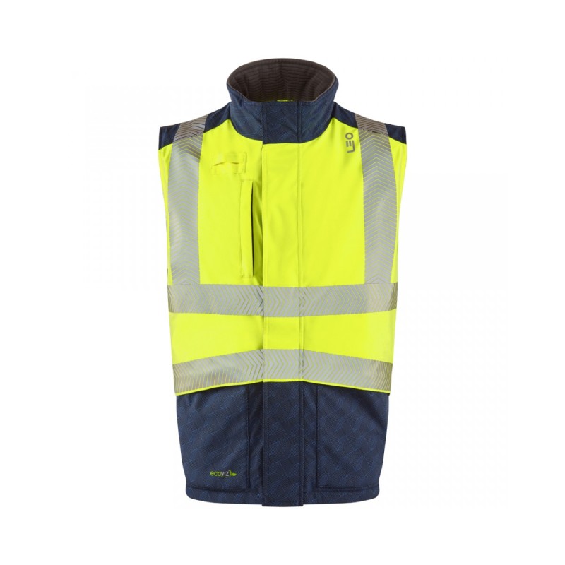 Leo Workwear Halsinger Hi Vis Yellow/Navy Class 1 Bodywarmer