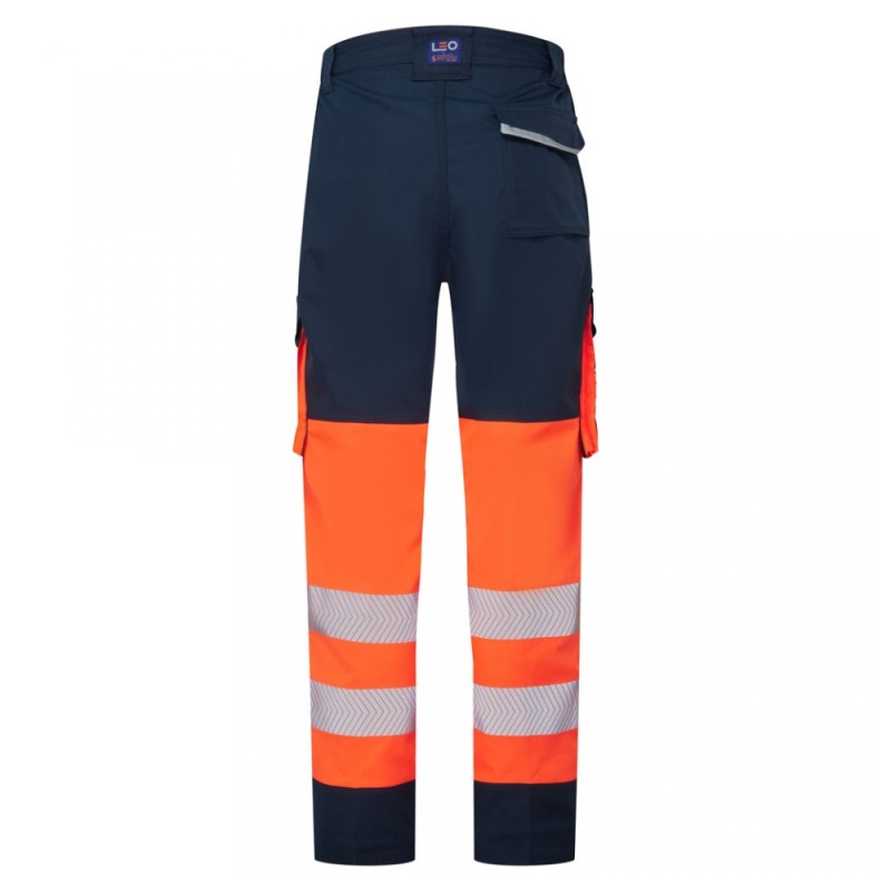 Leo Workwear Winswell Women's Stretch Cargo Trousers Hi-Vis Orange / Navy