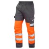 Leo Workwear Bideford Class 1 GO/RT Orange / Grey Hi Vis Work Trousers
