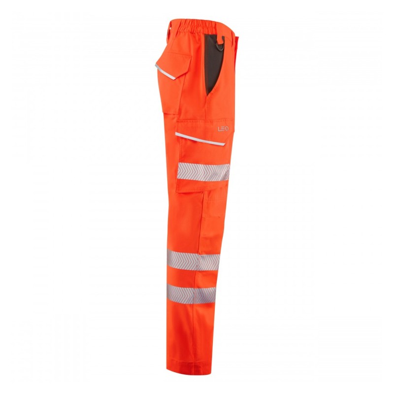 Leo Workwear Winsford Hi-Vis Orange Stretch Cargo Trousers