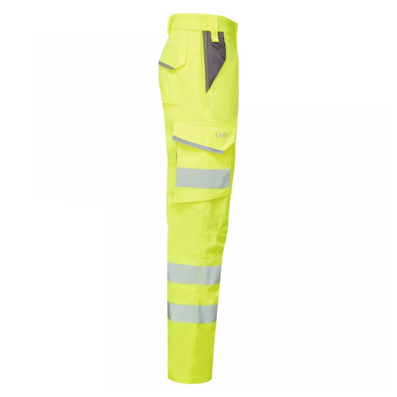 Leo Workwear Winsford Stretch Cargo Trousers Hi-Vis Yellow