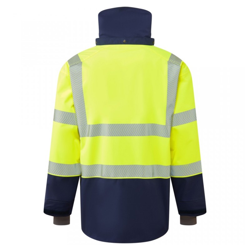 Leo Workwear Dartmoor Class 2 Jacket Hi-Vis Yellow / Navy