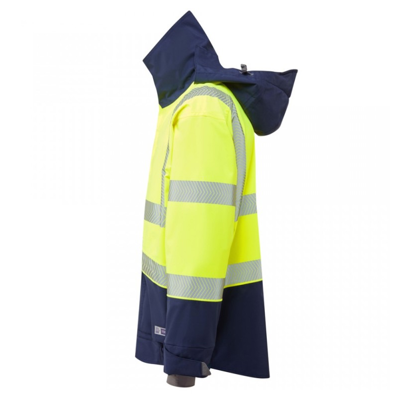 Leo Workwear Dartmoor Class 2 Jacket Hi-Vis Yellow / Navy