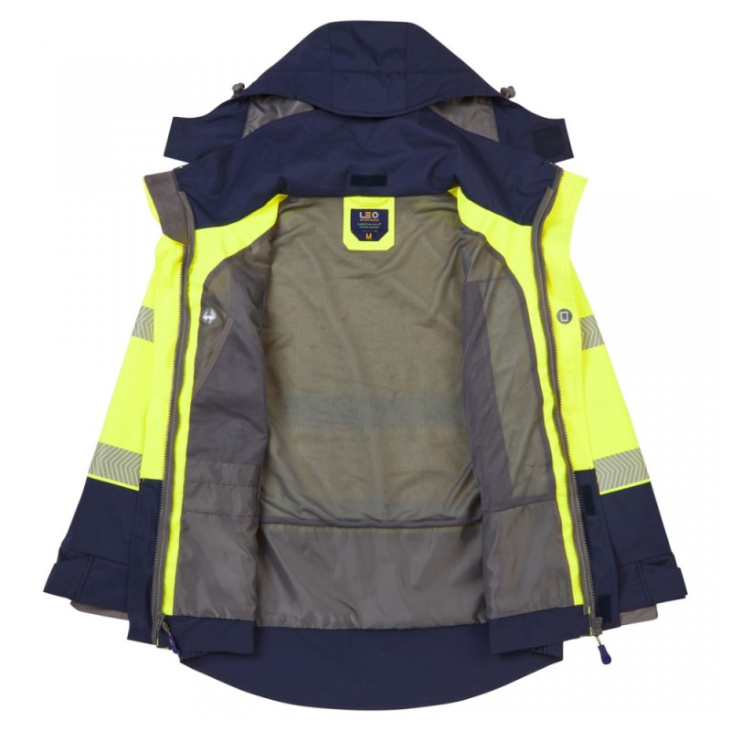 Leo Workwear Dartmoor Class 2 Jacket Hi-Vis Yellow / Navy