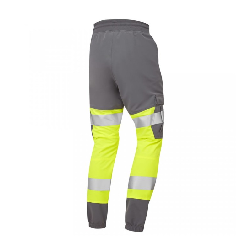 Leo Workwear Hawkridge Yellow Grey Hi Vis Jogging Trousers