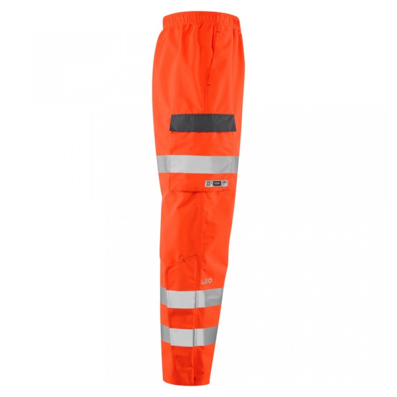 Leo Workwear Westleigh Class 2 Hi-Vis Orange Overtrouser