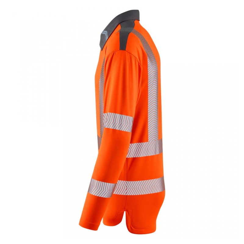Leo Workwear Georgeham Class 3 Hi-Vis Orange Long-Sleeved Polo Shirt