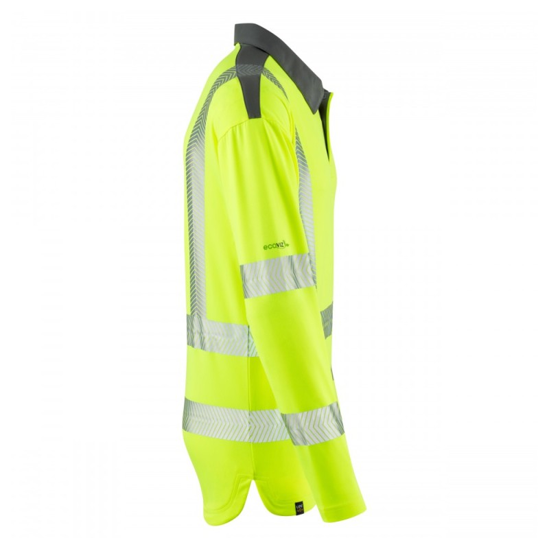 Leo Workwear Georgeham Class 3 Hi-Vis Yellow Long-Sleeved Polo Shirt