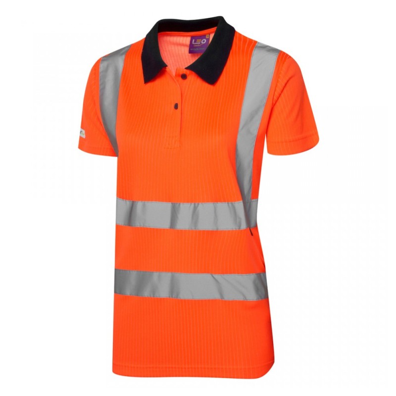 Leo Workwear Lana Class 2 Hi-Vis Orange Women's Polo Shirt