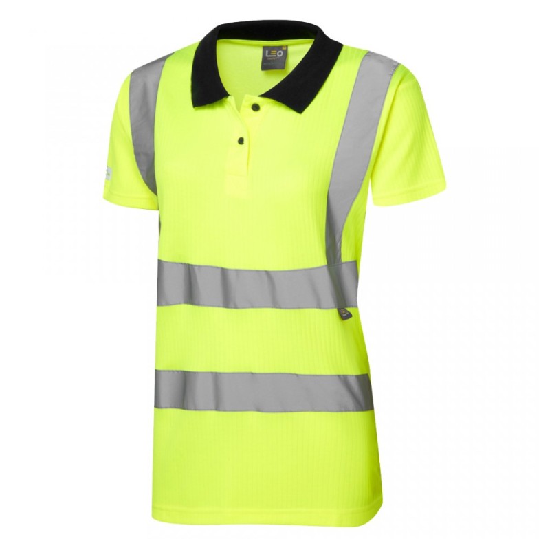 Leo Workwear Lana Class 2 Hi-Vis Yellow Women's Polo Shirt