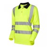 Leo Workwear Beaford Class 2 Hi-Vis Yellow Women's Long Sleeve Polo Shirt