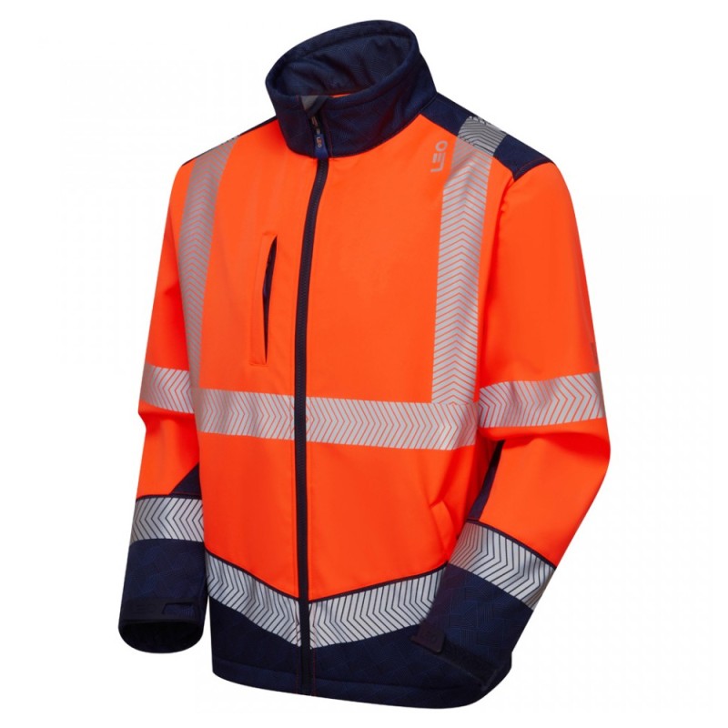 Leo Workwear Bowden Class 2 Hi-Vis Orange Softshell Jacket