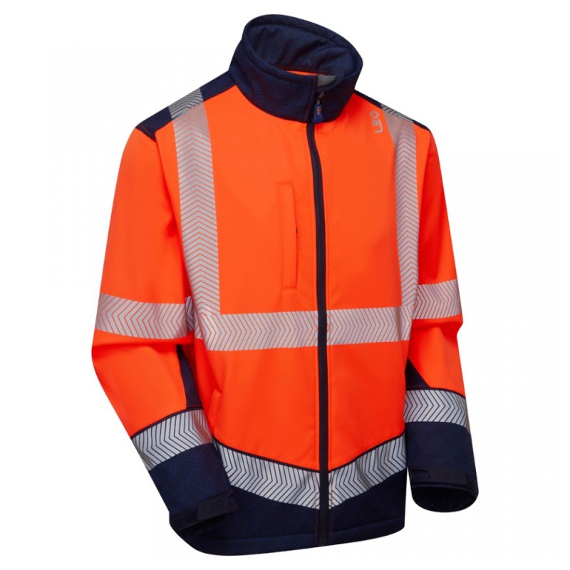 Leo Workwear Bowden Class 2 Hi-Vis Orange Softshell Jacket