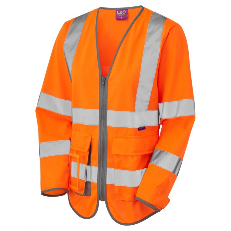 Leo Workwear Beaworthy Class 2 Hi-Vis Orange Women's Sleeved Waistcoat