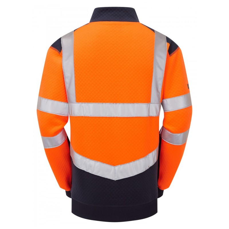 Leo Workwear Tapeley Class 2 Hi-Vis Orange 1/4 Zip Sweatshirt