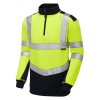 Leo Workwear Tapeley Class 2 Hi-Vis Yellow 1/4 Zip Sweatshirt