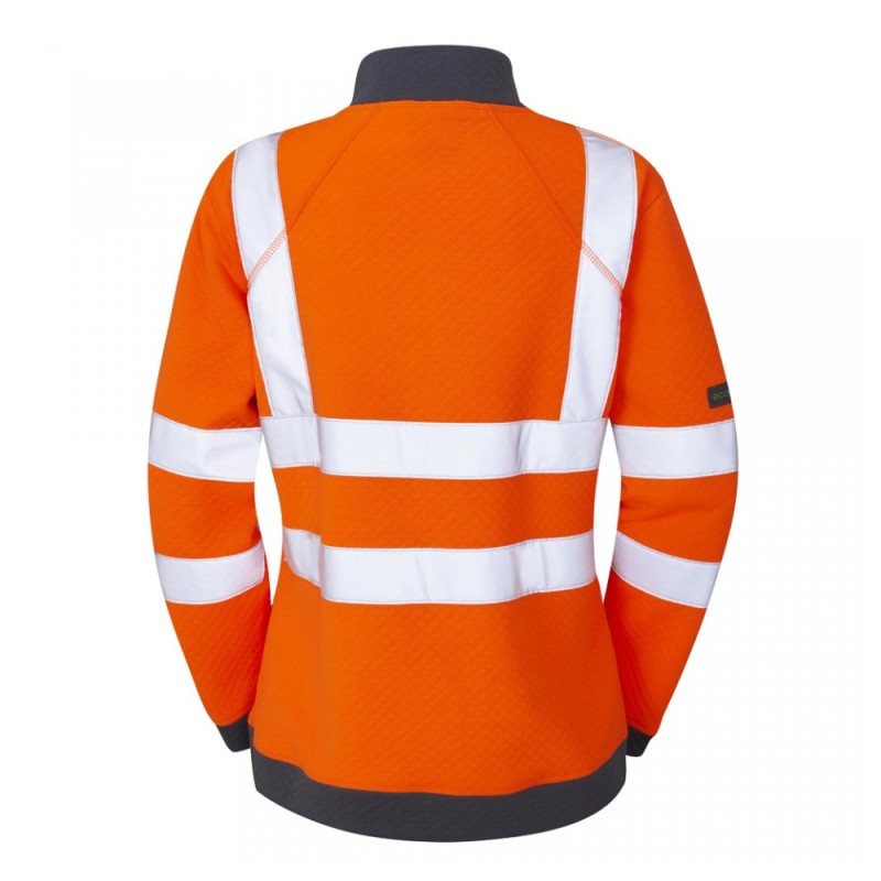 Leo Workwear Elberry Class 2 Hi-Vis Orange Women's 1/4 Zip Sweatshirt