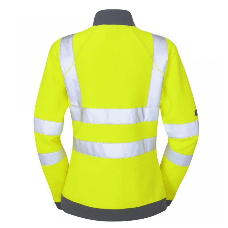 Leo Workwear Elberry Class 2 Hi-Vis Yellow Women's 1/4 Zip Sweatshirt