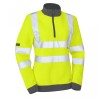 Leo Workwear Elberry Class 2 Hi-Vis Yellow Women's 1/4 Zip Sweatshirt