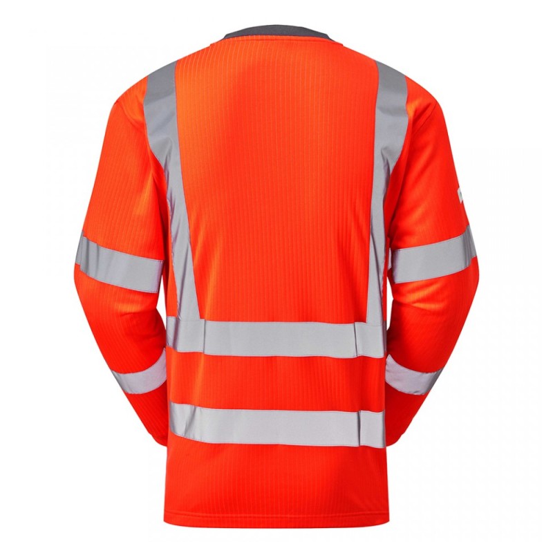 Leo Workwear Riverton Class 3 Hi-Vis Orange Long-Sleeve T-Shirt