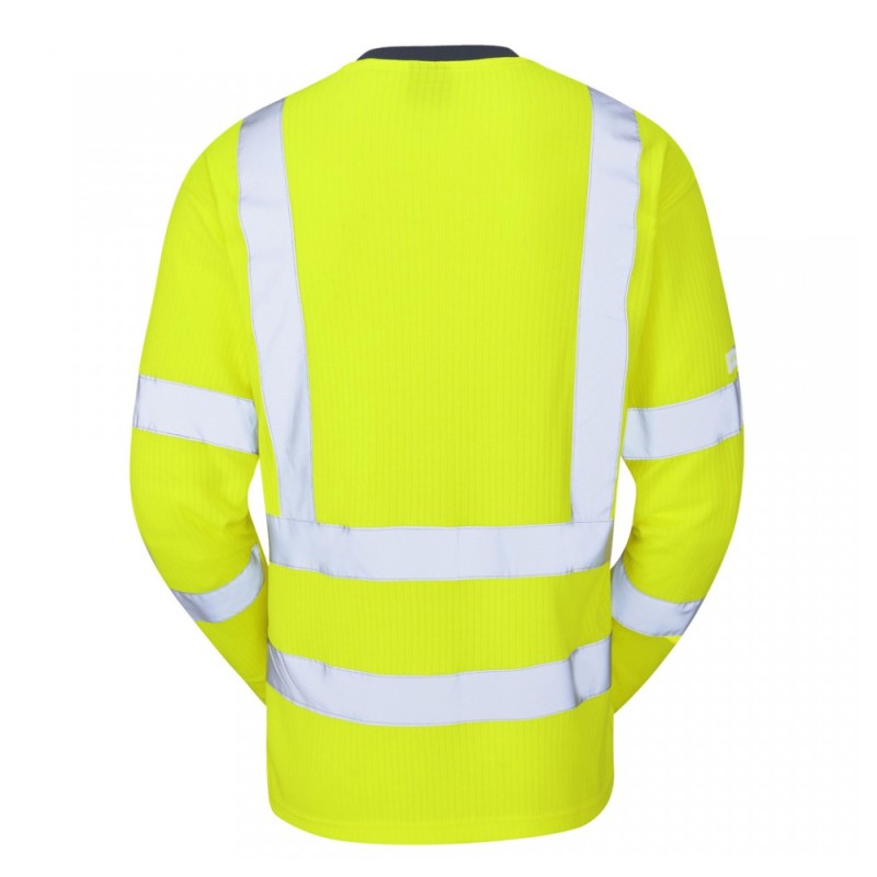 Leo Workwear Riverton Class 3 Hi-Vis Yellow Long-Sleeve T-Shirt