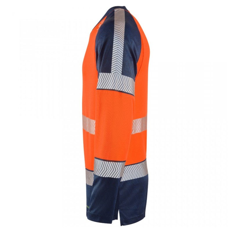 Leo Workwear Ruda Class 2 Long-Sleeved T-Shirt Hi-Vis Orange / Navy