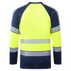 Leo Workwear Ruda Class 2 Long-Sleeved T-Shirt Hi-Vis Yellow / Navy