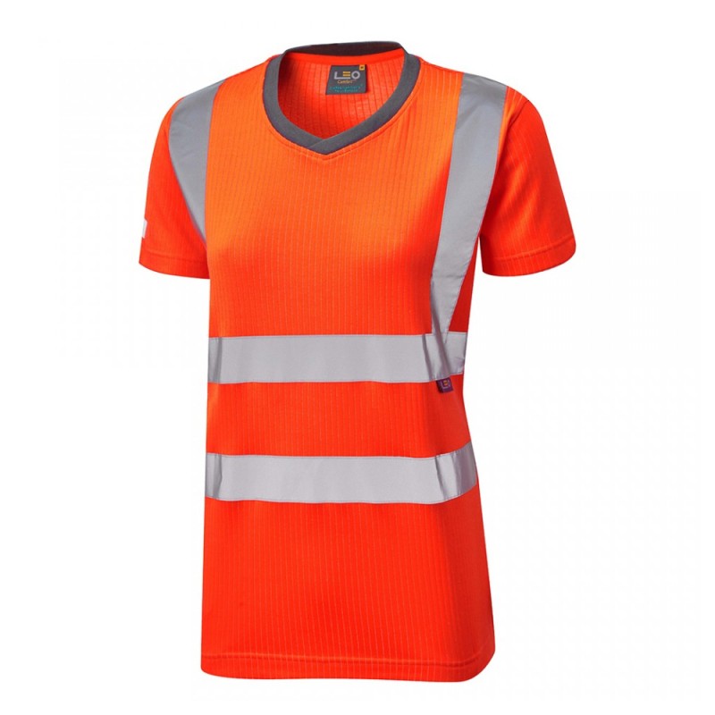 Leo Workwear Belstone Class 2 Hi-Vis Orange Women's T-Shirt