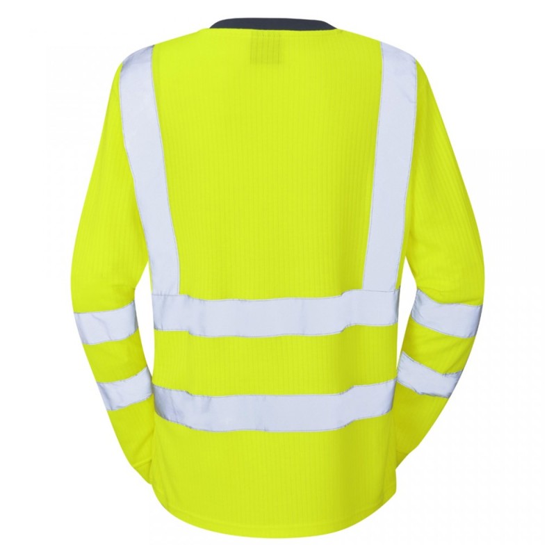 Leo Workwear Lydford Class 2 Hi-Vis Yellow Women's Long Sleeve T-Shirt