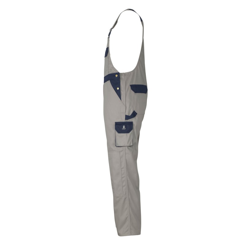 Mascot Image Milano Bib & Brace With Kneepad Pockets - Light Grey/navy