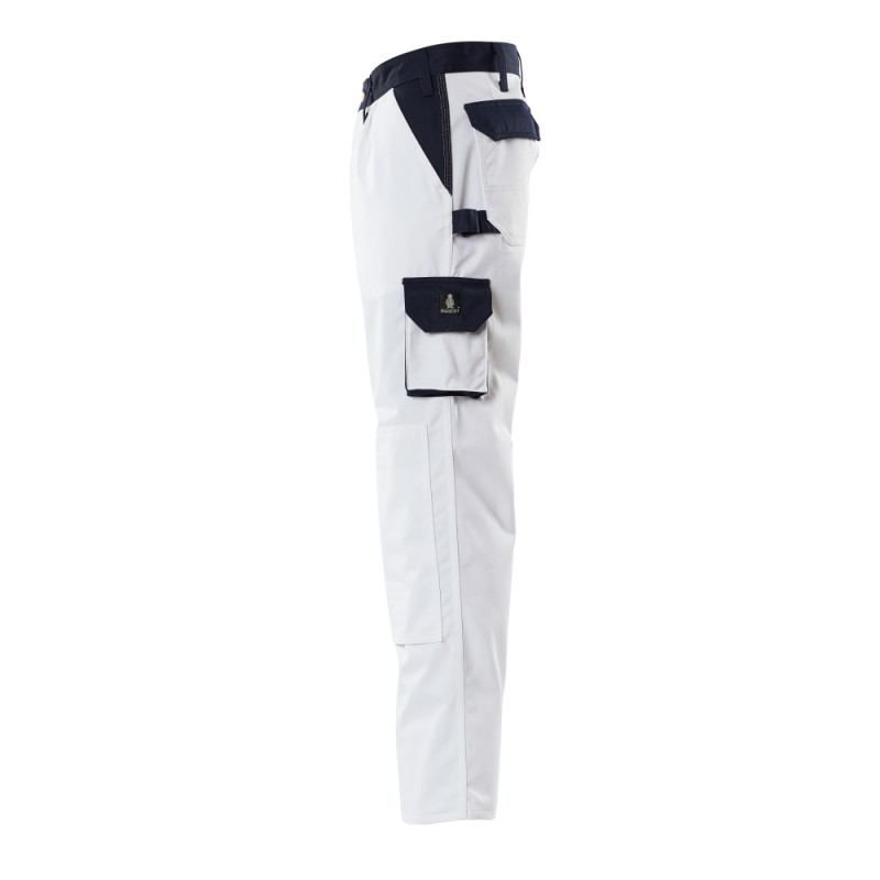 Mascot Image 00979 Trousers With Kneepad Pockets White Navy
