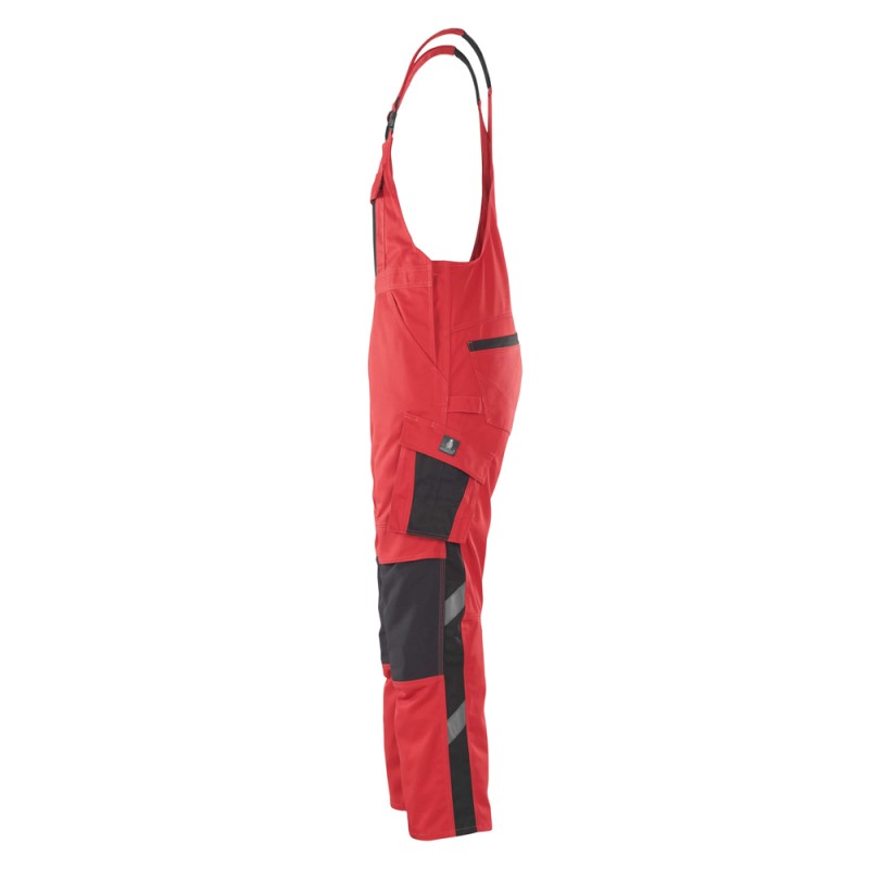 Mascot Safe Unique Leipzig Bib & Brace With Kneepad Pockets - Red/black