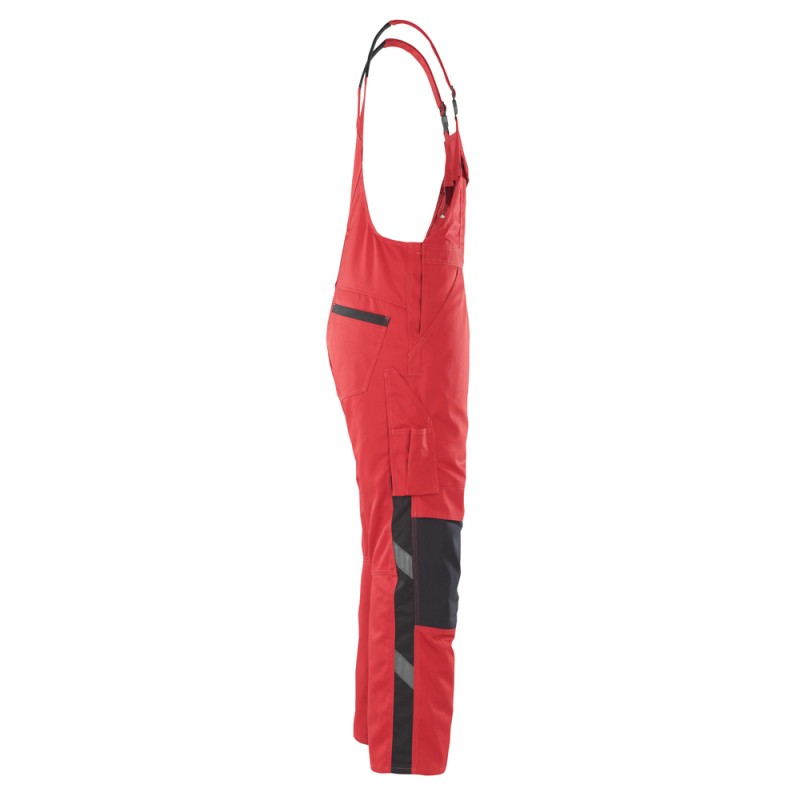 Mascot Safe Unique Leipzig Bib & Brace With Kneepad Pockets - Red/black