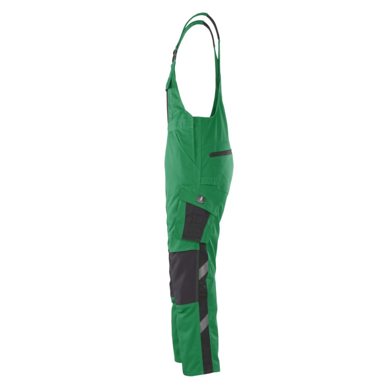 Mascot Safe Unique Leipzig Bib & Brace With Kneepad Pockets - Green/black