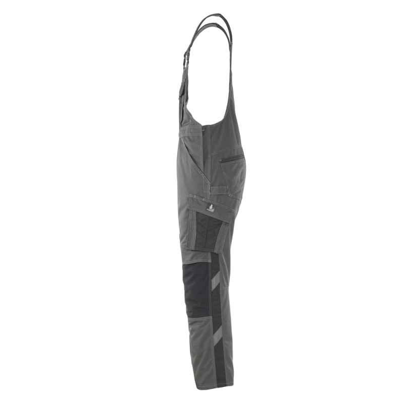 Mascot Safe Unique Leipzig Bib & Brace With Kneepad Pockets - Dark Anthracite/black
