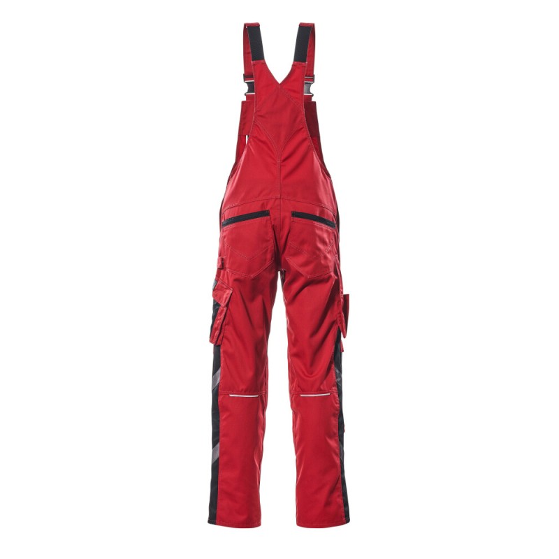 Mascot Safe Unique Augsburg Bib & Brace With Kneepad Pockets - Red/black