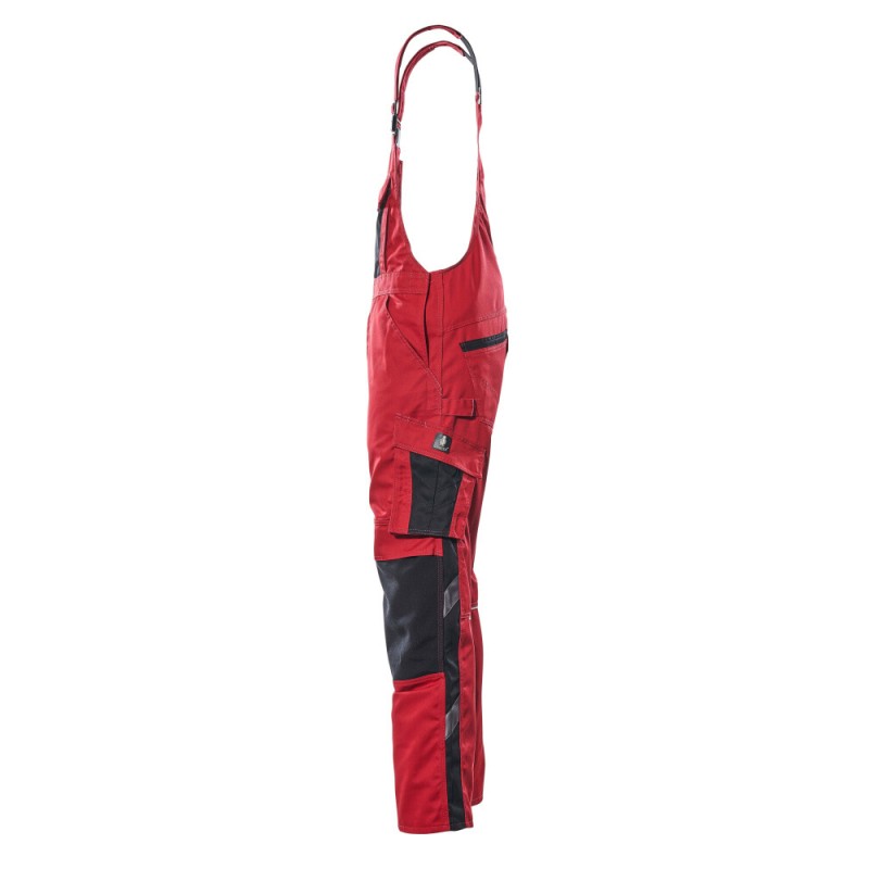Mascot Safe Unique Augsburg Bib & Brace With Kneepad Pockets - Red/black