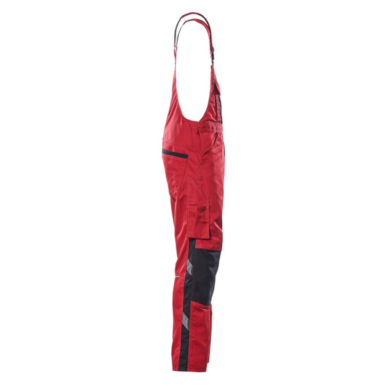 Mascot Safe Unique Augsburg Bib & Brace With Kneepad Pockets - Red/black