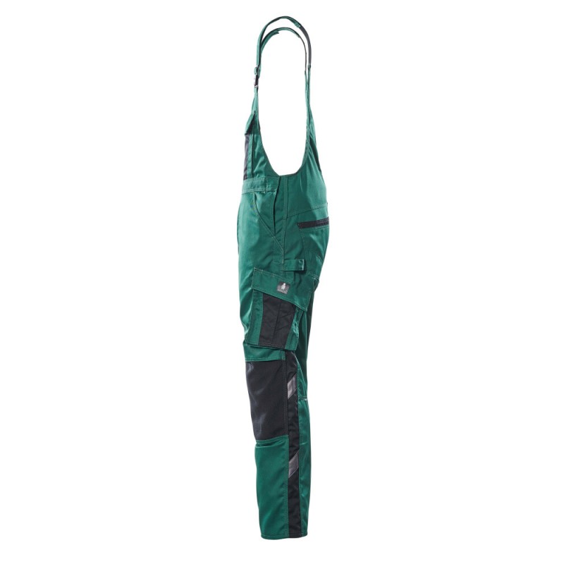 Mascot Safe Unique Augsburg Bib & Brace With Kneepad Pockets - Green/black